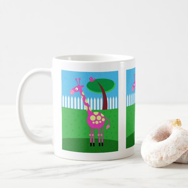A Pink Giraffe Lives in My Backyard Coffee Mug (With Donut)