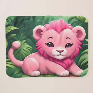 A Pink Lion Cub in the Jungle Sherpa Blanket