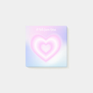 A Pink Neon Heart Shape Post-it Notes
