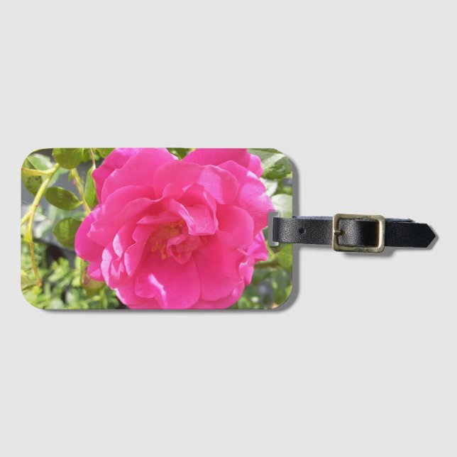 A Pink Rose Luggage Tag (Front Horizontal)