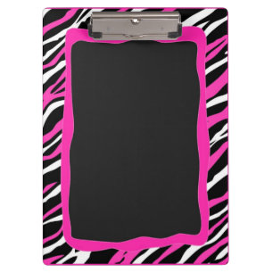A Pink & White Zebra Print Clipboard