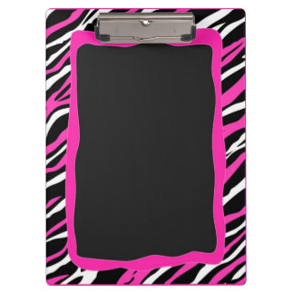 A Pink & White Zebra Print Clipboard
