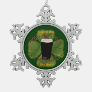 A Pint of the Black Stuff Snowflake Pewter Christmas Ornament