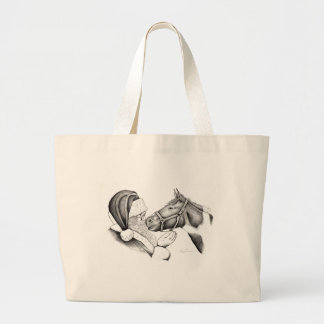 A Pinto Horse and Santa Claus Large Tote Bag