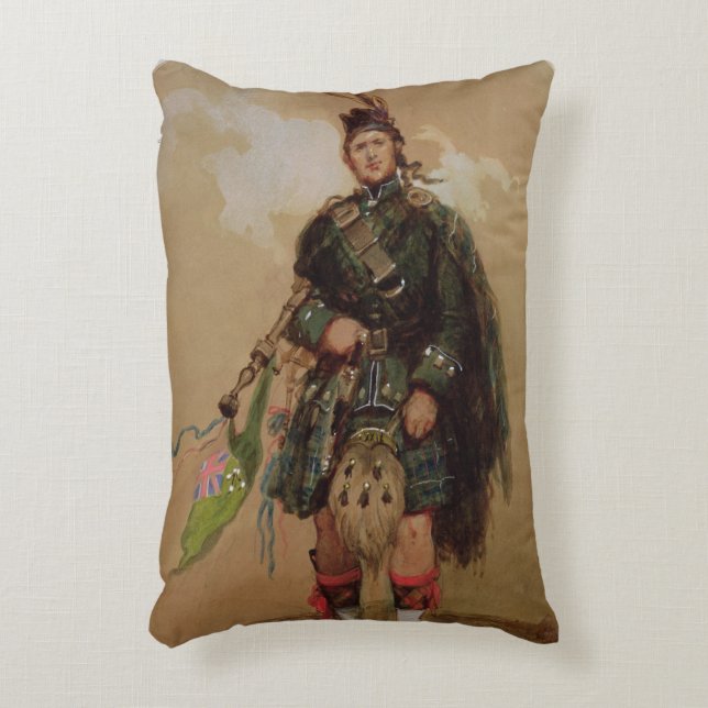 A Piper of the 79th Highlanders at Chobham Decorative Cushion (Front(Vertical))