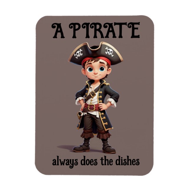 A Pirate Does the Dishes Personalise Magnet (Vertical)