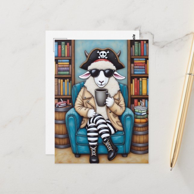 A Pirate Sheep Postcard (Front/Back In Situ)
