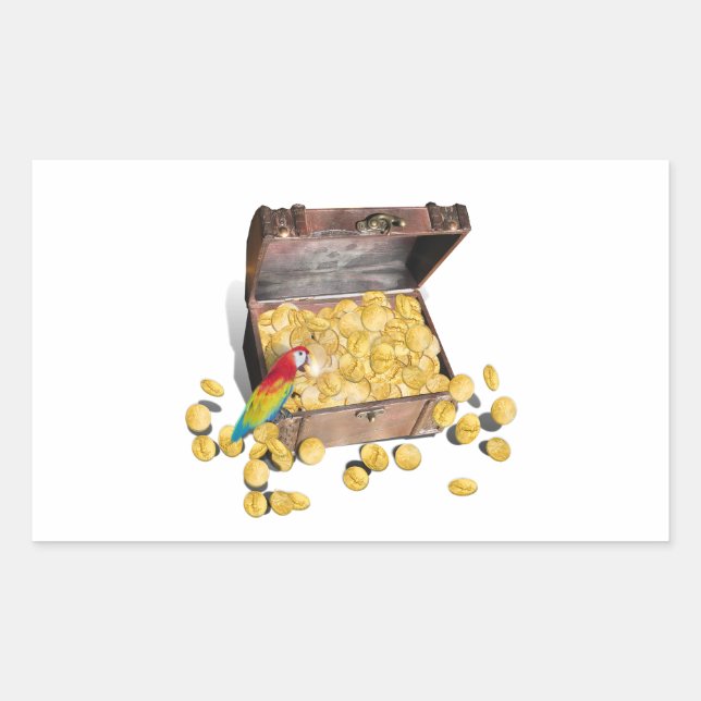 A Pirates Treasure Chest (Add Background Colour) Rectangular Sticker (Front)