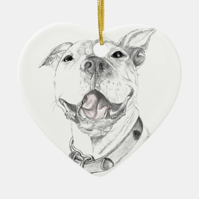A Pit Bull Smile Ceramic Tree Decoration (Front)