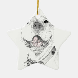 A Pit Bull Smile Ceramic Tree Decoration