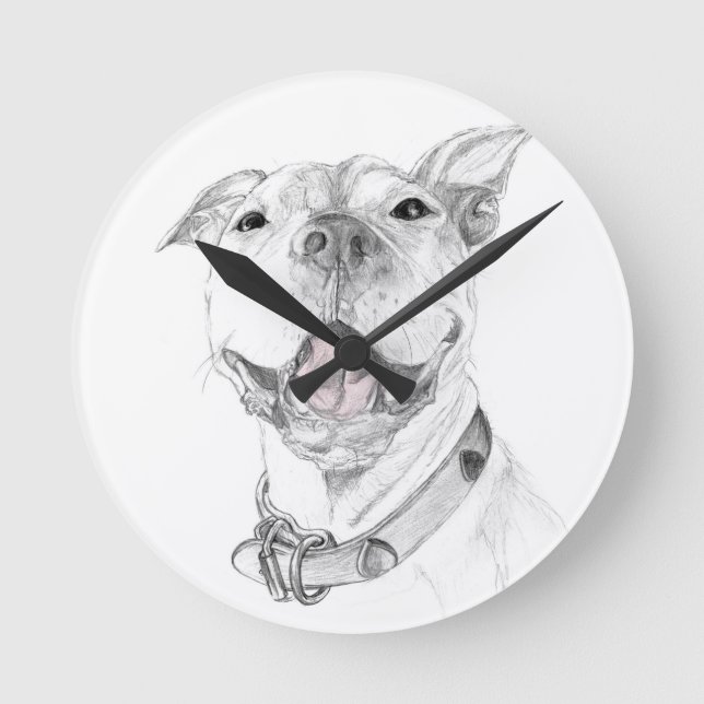 A Pit Bull Smile Round Clock (Front)