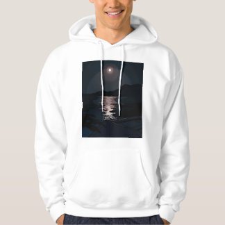 A pitch-black sea shining in the full moonlight. hoodie
