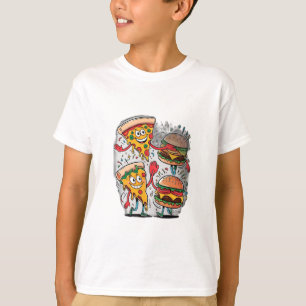 A pizza slice high-fiving a burger. T-Shirt