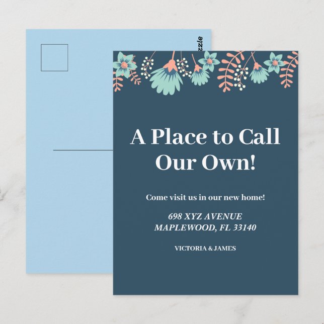 A place to call our own housewarming party floral  postcard (Front/Back)