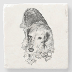 A Place to Pause – Long-Haired Dachshund Stone Coaster