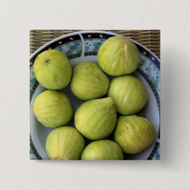 A plate of fresh Mediterranean Figs 15 Cm Square Badge (Front)