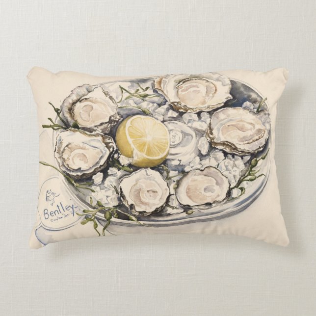 A Plate of Oysters 2012 Decorative Cushion (Front)