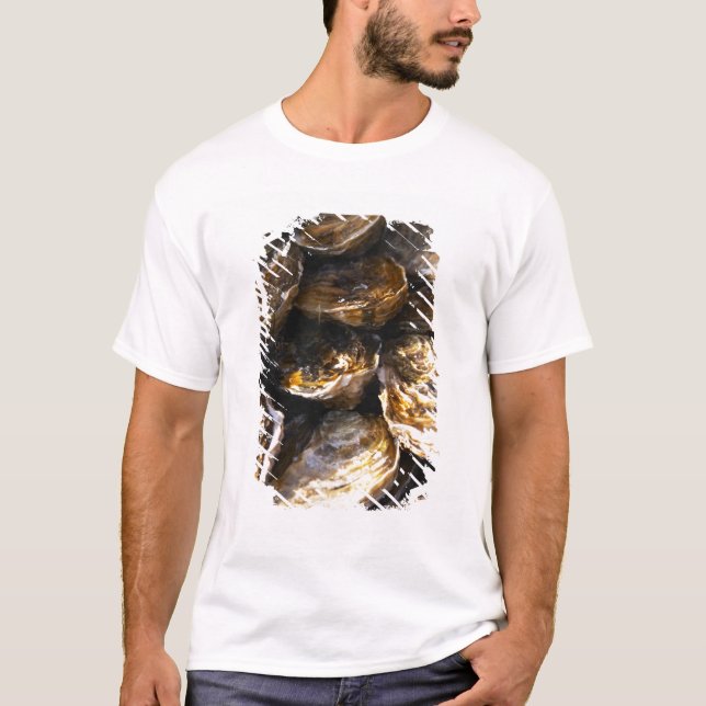 A plate of oysters. T-Shirt (Front)