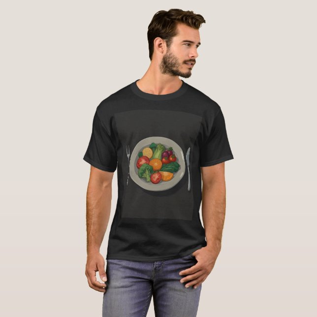 a plate of vegetables and fruit with a fork T-Shirt (Front Full)
