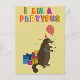 A platypus who love to party invitation