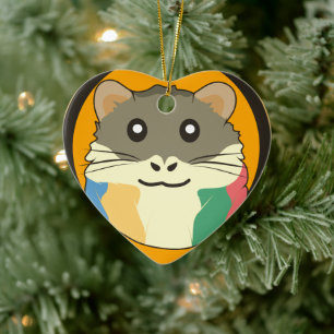 A playful and funny hamster ceramic tree decoration