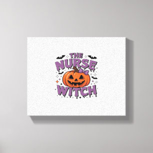A playful design featuring a pumpkin witch with a canvas print