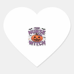 A playful design featuring a pumpkin witch with a  heart sticker