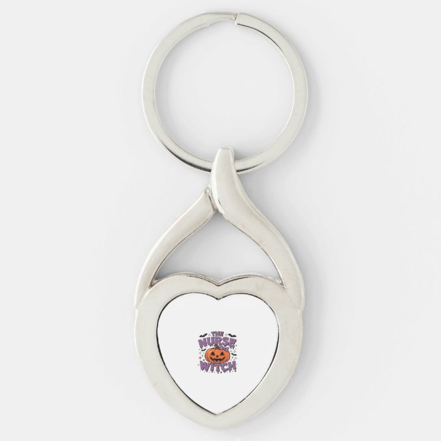 A playful design featuring a pumpkin witch with a  key ring (Front)