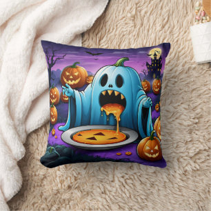 A playful ghost enjoying Halloween festivities Cushion