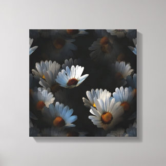 A Plethora Of Floating Daisies Isolated On Black Canvas Print