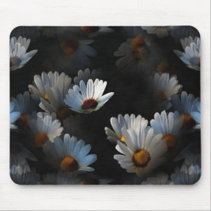 A Plethora Of Floating Daisies Isolated On Black Mouse Mat