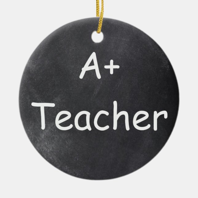 A Plus Teacher Chalkboard Design Gift Idea Ceramic Tree Decoration (Front)
