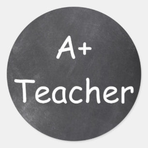 A Plus Teacher Chalkboard Design Gift Idea Classic Round Sticker