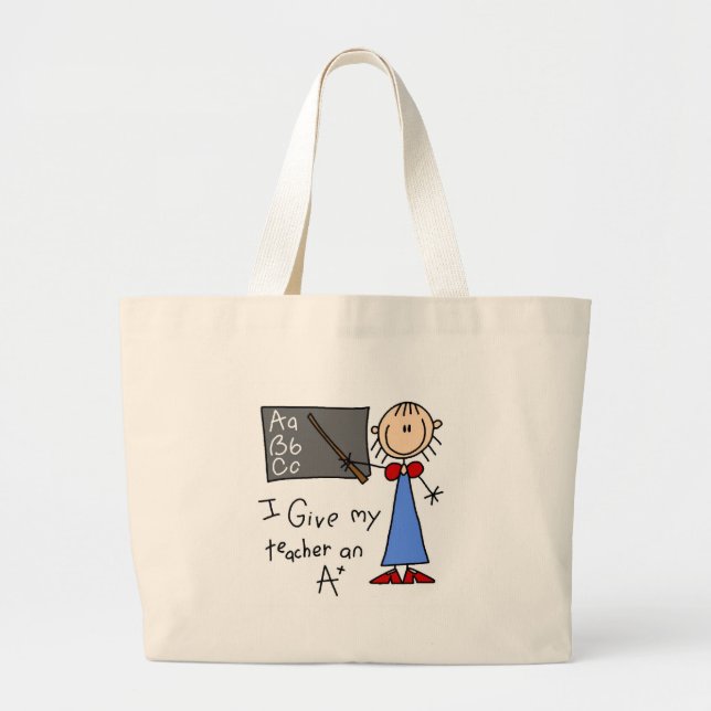 A Plus Teacher Large Tote Bag (Front)