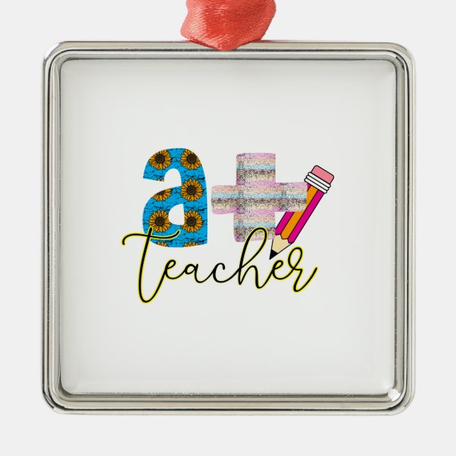 A Plus Teacher Metal Tree Decoration (Front)
