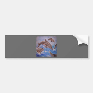 A Pod of Playful Jumping Dolphins Bumper Sticker