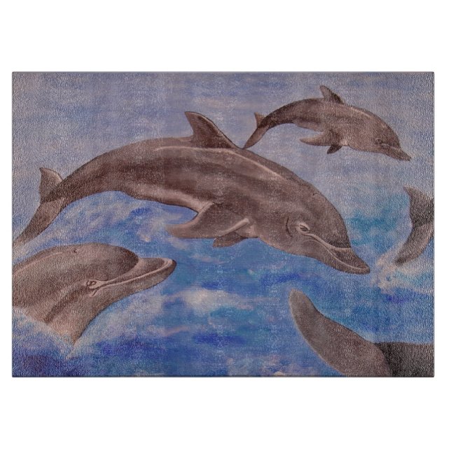 A Pod of Playful Jumping Dolphins Cutting Board (Front)