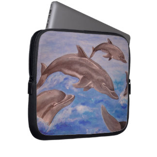A Pod of Playful Jumping Dolphins Laptop Sleeve