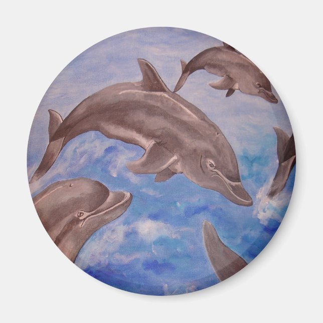 A Pod of Playful Jumping Dolphins Magnet (Front)