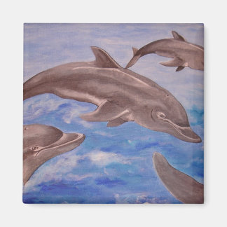A Pod of Playful Jumping Dolphins Magnet