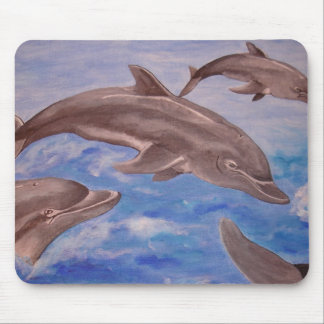 A Pod of Playful Jumping Dolphins Mouse Mat