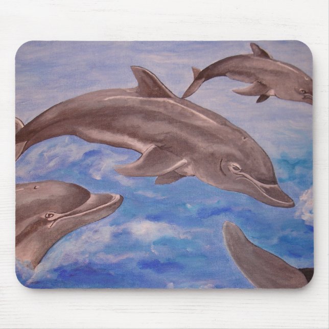 A Pod of Playful Jumping Dolphins Mouse Mat (Front)