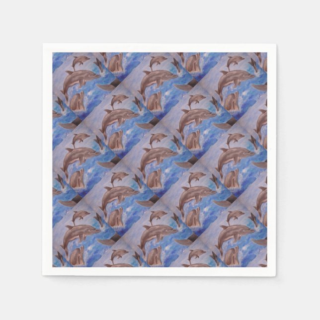 A Pod of Playful Jumping Dolphins Napkin (Front)