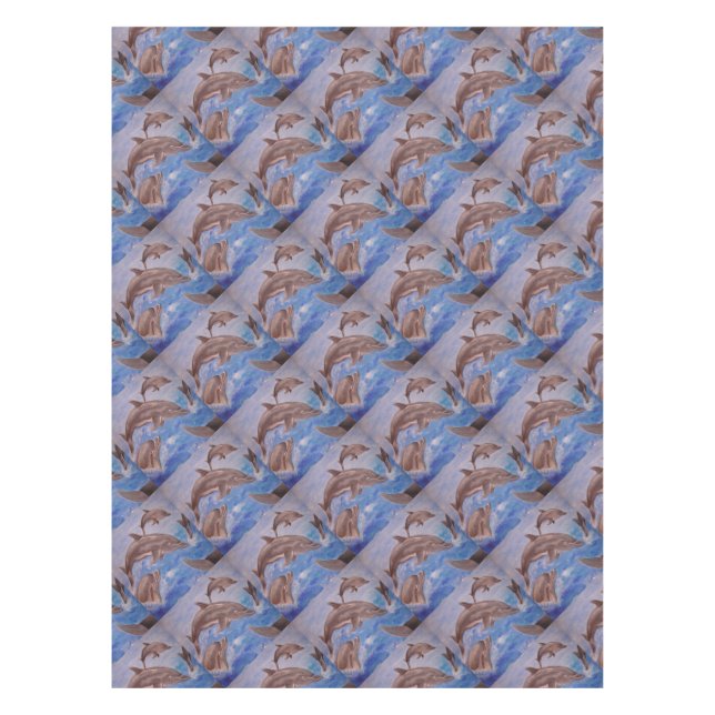A Pod of Playful Jumping Dolphins Tablecloth (Front)