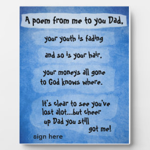 A poem from me to you Dad plaque