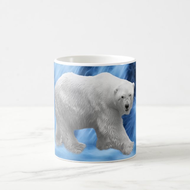 A polar Bear at the frozen waterfall Coffee Mug (Center)