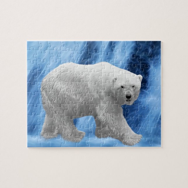 A polar Bear at the frozen waterfall Jigsaw Puzzle (Horizontal)