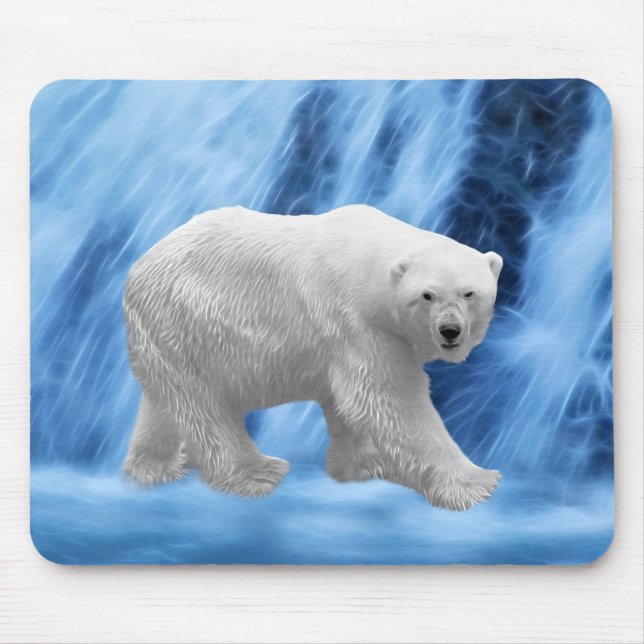 A polar Bear at the frozen waterfall Mouse Mat (Front)