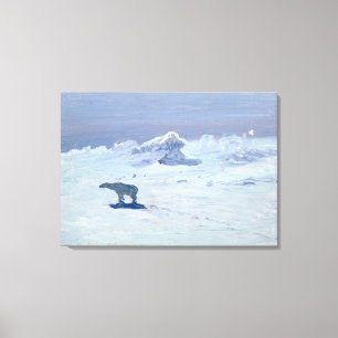 A Polar Bear Hunting in Moonlit Night, 1899 Canvas Print