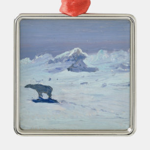 A Polar Bear Hunting in Moonlit Night, 1899 Metal Tree Decoration